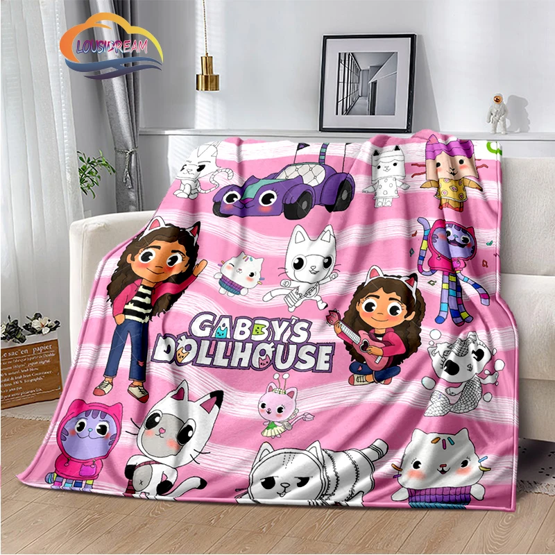 3D Printed Gabby\'s Dollhouse Plush Blanket Fashion Flannel Fleece Children\'S and Girl  Sofa Nap  Travel