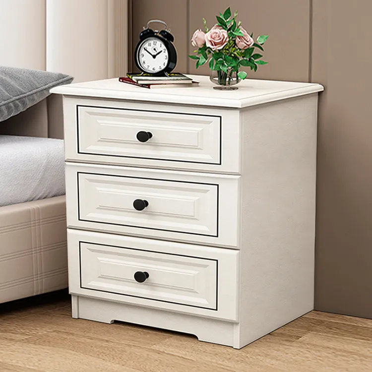 Solid wood bedside table, simple, modern, white storage, locker, e****mical Nordic bedroom, bedside small cabinet