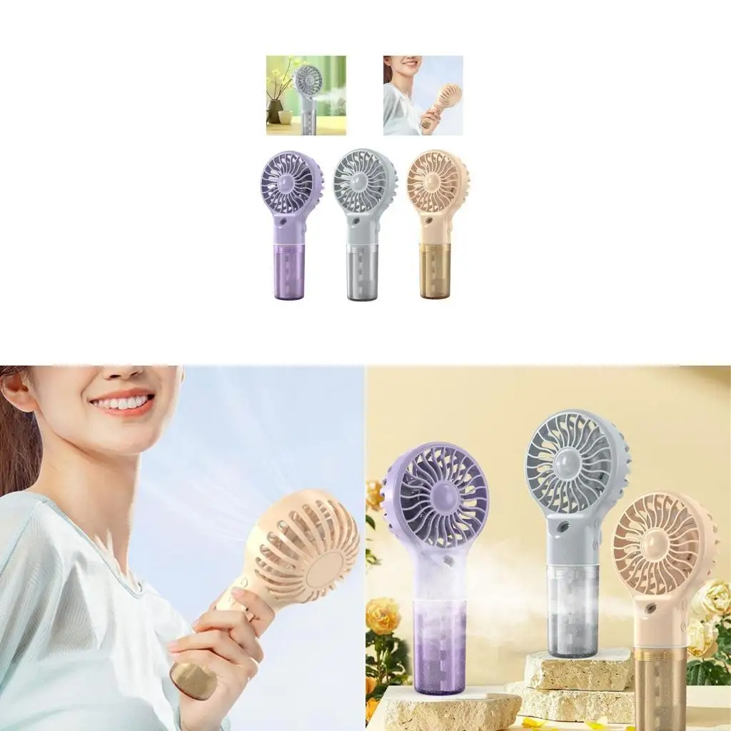 F92F Misting Fan Handheld Fan 4 Speed Adjustment Desk Fan Rechargeable Fan with Water Misting 4 Speed Fan