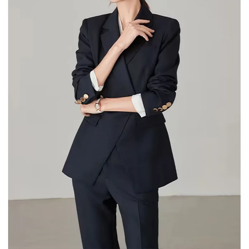 

Allingentle Women's Suit Pantsuit 2 Piece Flat Collar Blazer & Pants Fashion Suit for Casual Office Customize