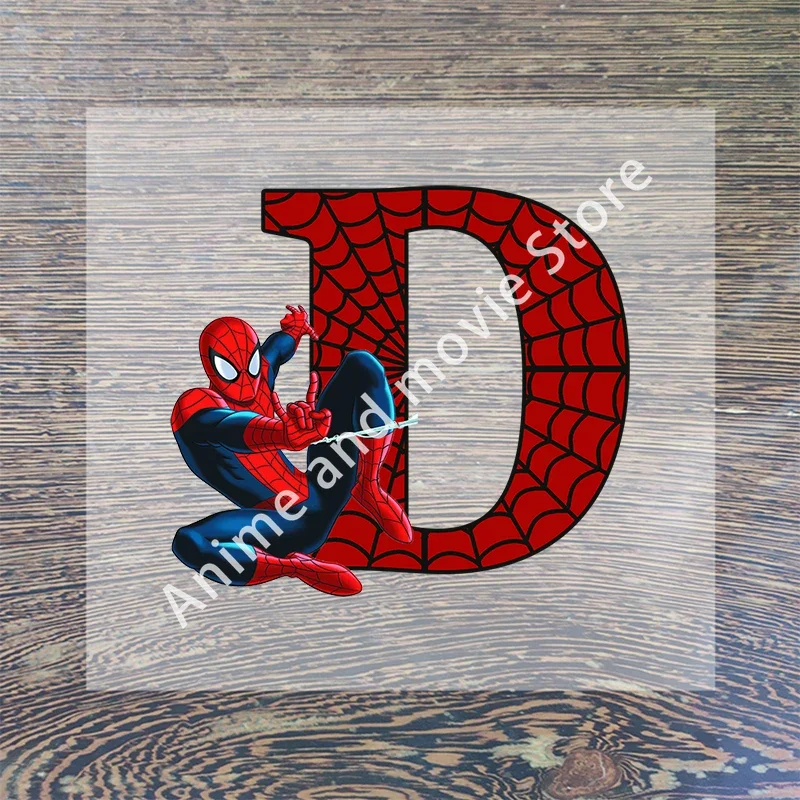 Marvels SpiderMans Letter Clothes Sticker Hot Transfer Clothing Patch Iron on Patch Women Leopard Print T Shirt Sticker Gifts