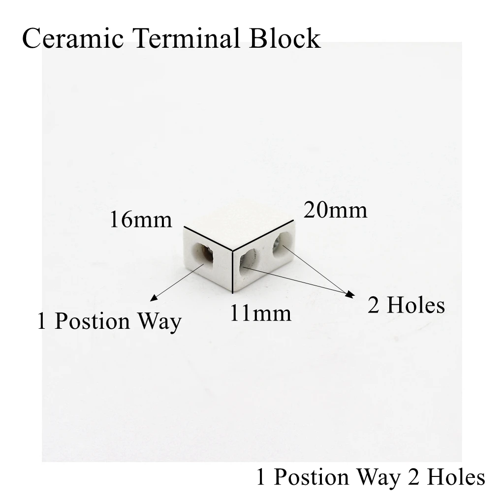 Ceramic Wiring Terminal Block 1 Postion Way 2 Hole High Temperature Frequency Porcelain Dual Multi Row Electric Cable Connector