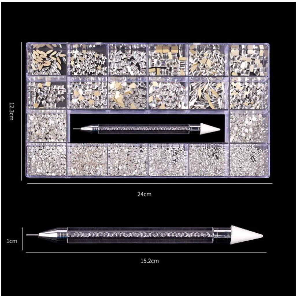 ชุดตกแต่งเล็บด้วยคริสตัลแบบแบน ชุดตกแต่งเล็บด้วยคริสตัลสำหรับงานตกแต่ง