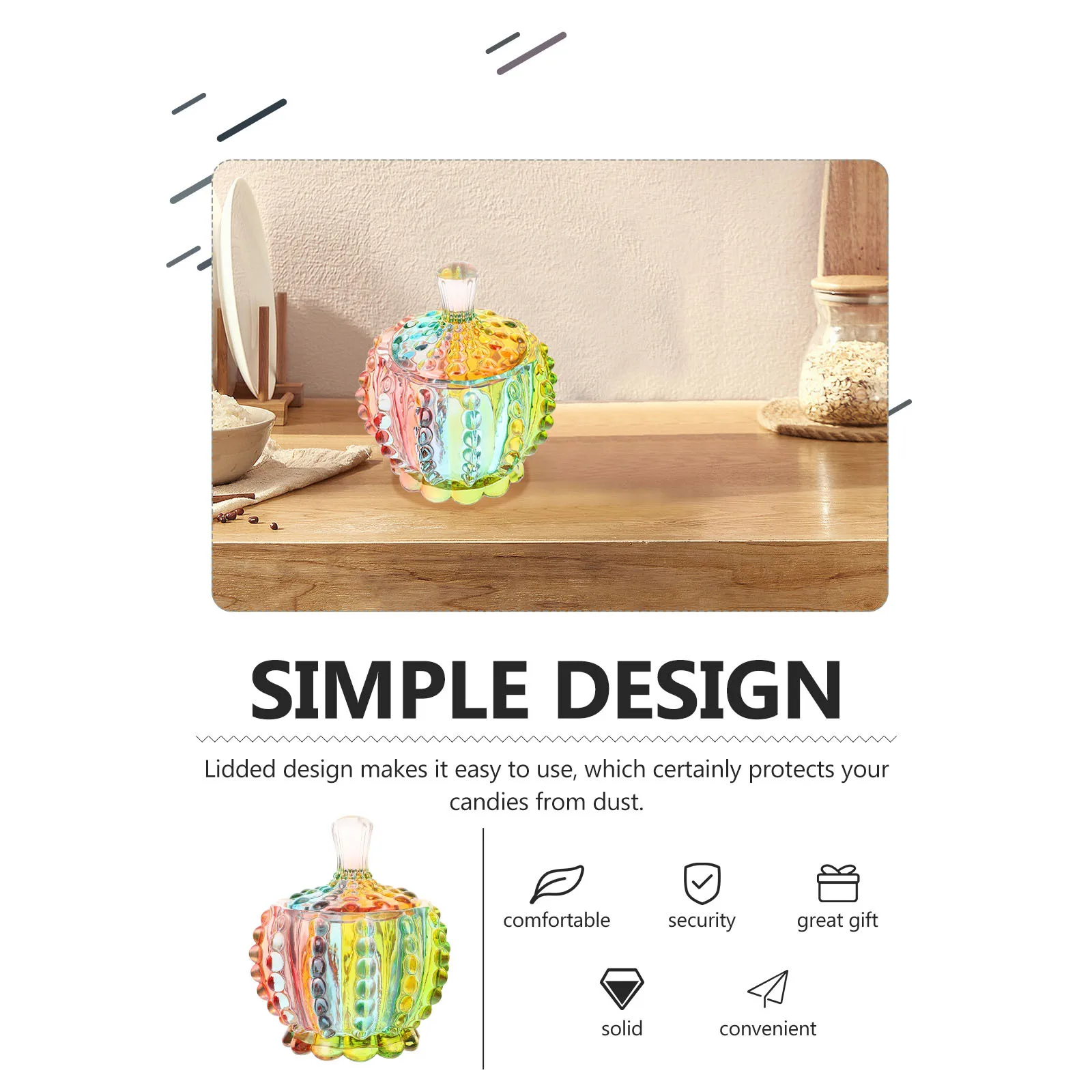 

Colorful Glass Cube Candy Jar Household Kitchen Storage Canister for Candy Nuts Cookies Jars with Lids Small Jewelry Boxes