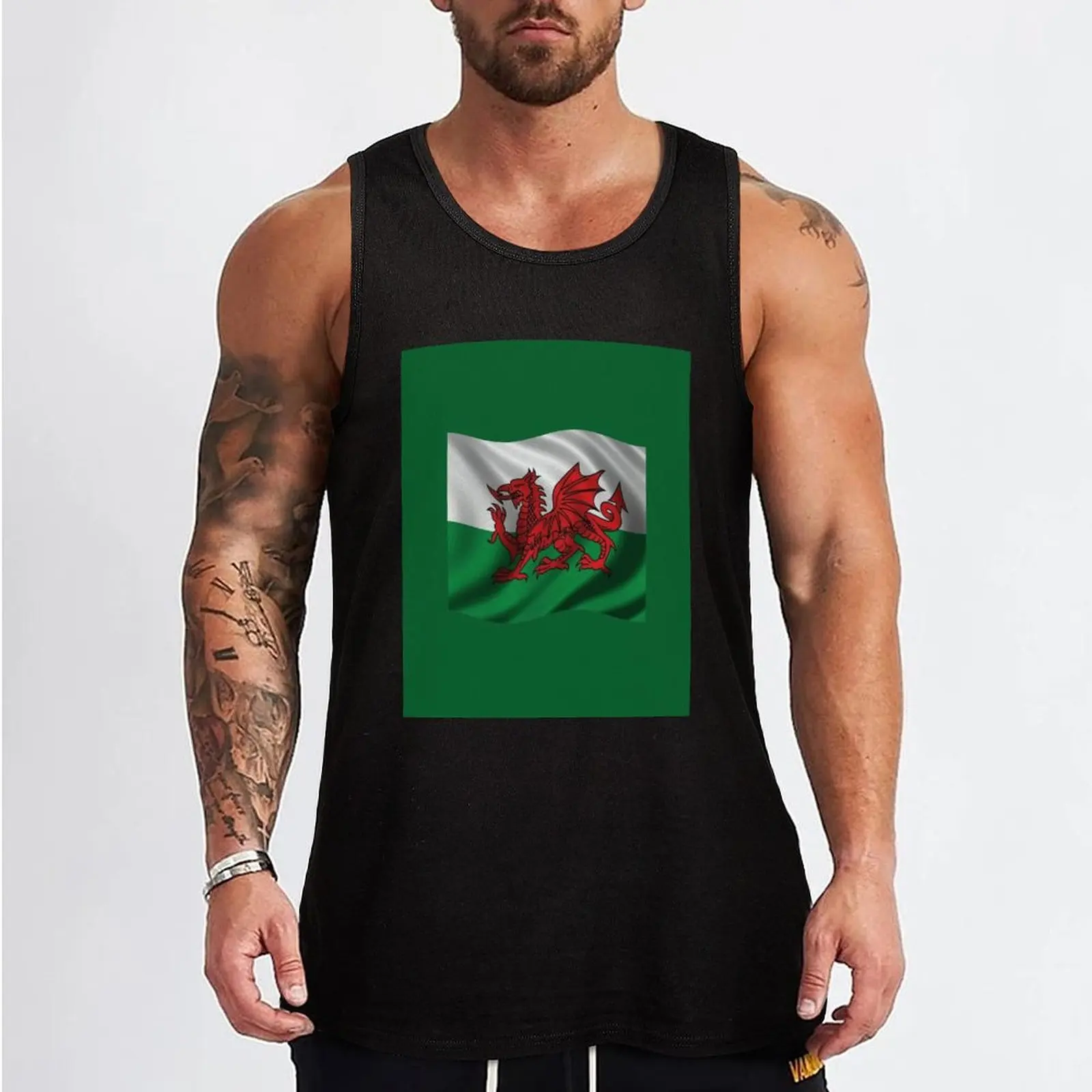 Y Ddraig Goch Welsh Flag Rugby Union v1 Tank Top Men's tops Men's summer t-shirt