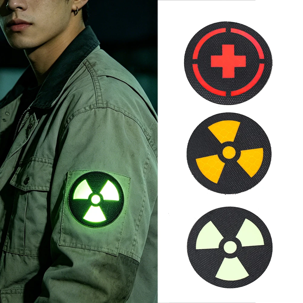 5cm Tactical Morale Patch Set Reflective Glow Dark Radiation Cross Hook Loop for Vest Hat Jacket Backpack Outdoor Gear Gift