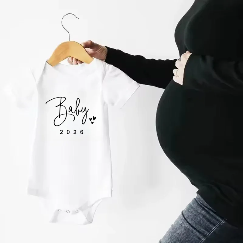 Baby Announcement Coming Soon 2026 Newborn Baby Romper Summer Boys Girls Bodysuit Body Pregnancy Reveal Clothes Infant Jumpsuit