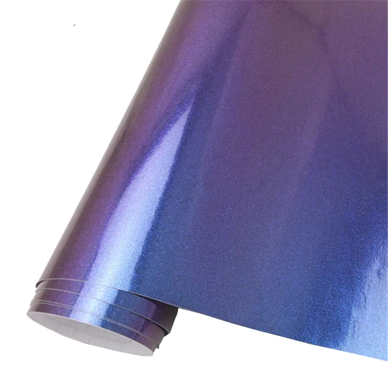 Stiker Vinyl Glitter Berkilau Mutiara Bunglon Mengubah Warna dari Biru ke Ungu untuk Pembungkus Seluruh Bodi Mobil, Film Vinyl Glitter Berlian