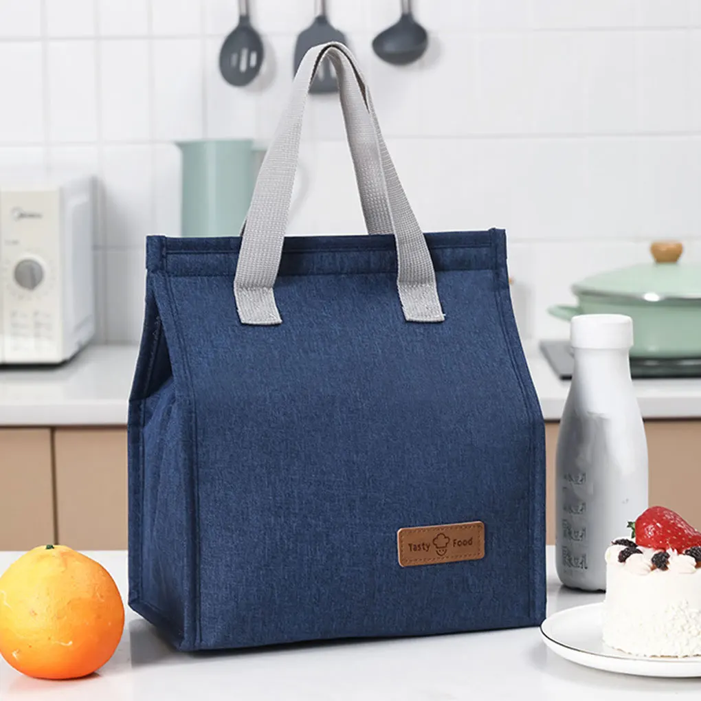 Portable Oxford Lunch Bags Fresh Cooler Pouch For Office Students Convenient Lunch Box Tote Blue Pink Black Grey Food Container