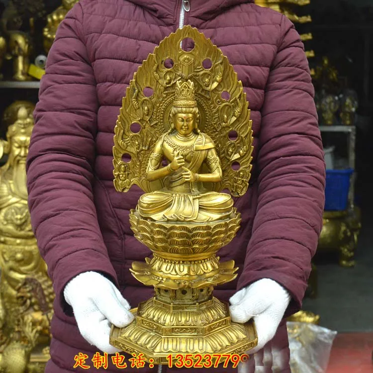 40CM  LARGE Asia home shop hall efficacious Talisman bless Safe Good luck Tathagata Vairocana RU LAI Buddha BRASS statue