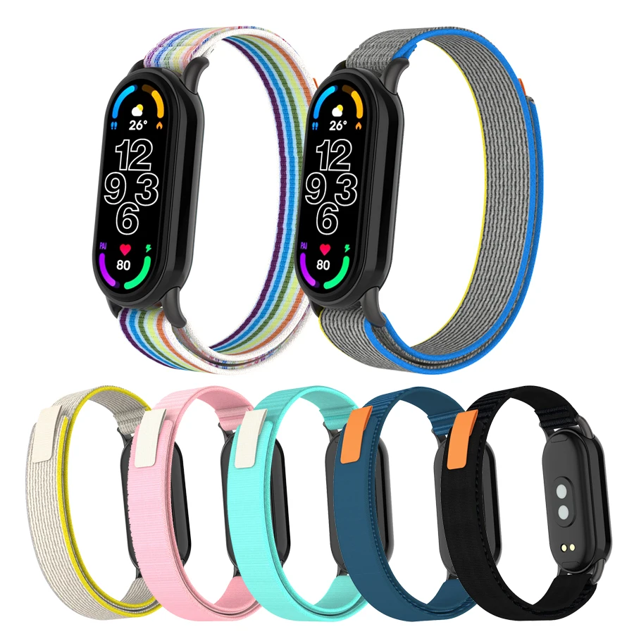 For Mi Band 9 8 Strap Nylon Loop Replacement Wristband For Xiaomi Mi Band 8 Smart Watch Band Bracelet Correa Breathable Strap