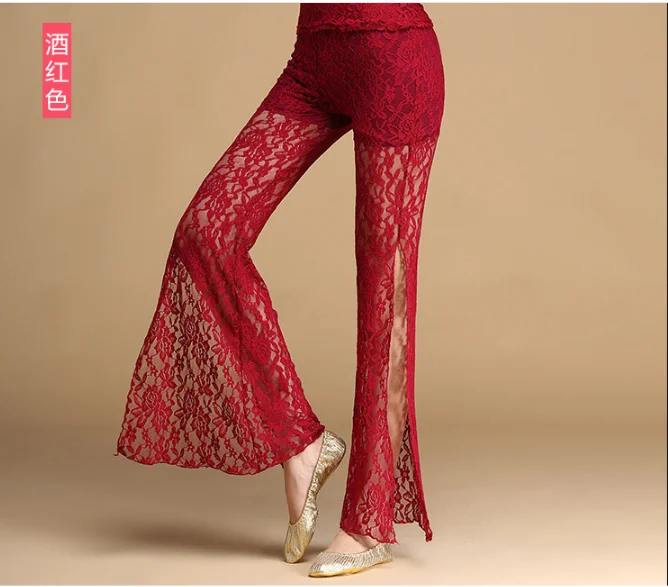 2022 The New Sexy belly dance trousers lace split pants for women belly dance trousers dance Practice clothes trousers M L