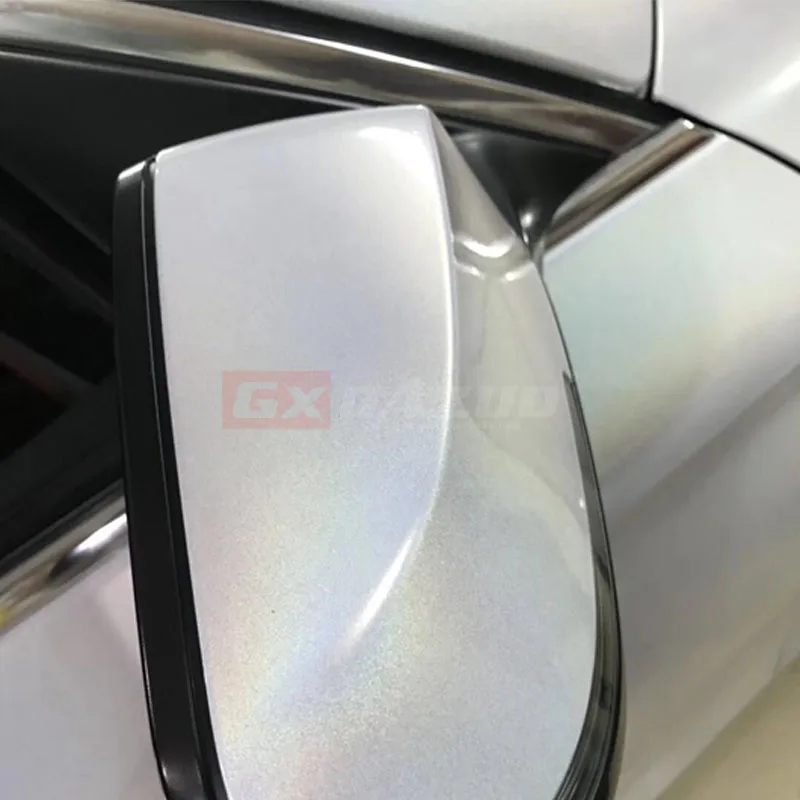 (5ft X 58ft) 1.52*18m/Roll S9001 White Holographic Metallic Vinyl Gloss Flip Psychedelic Vinyl Car Wrap Vinyl Film