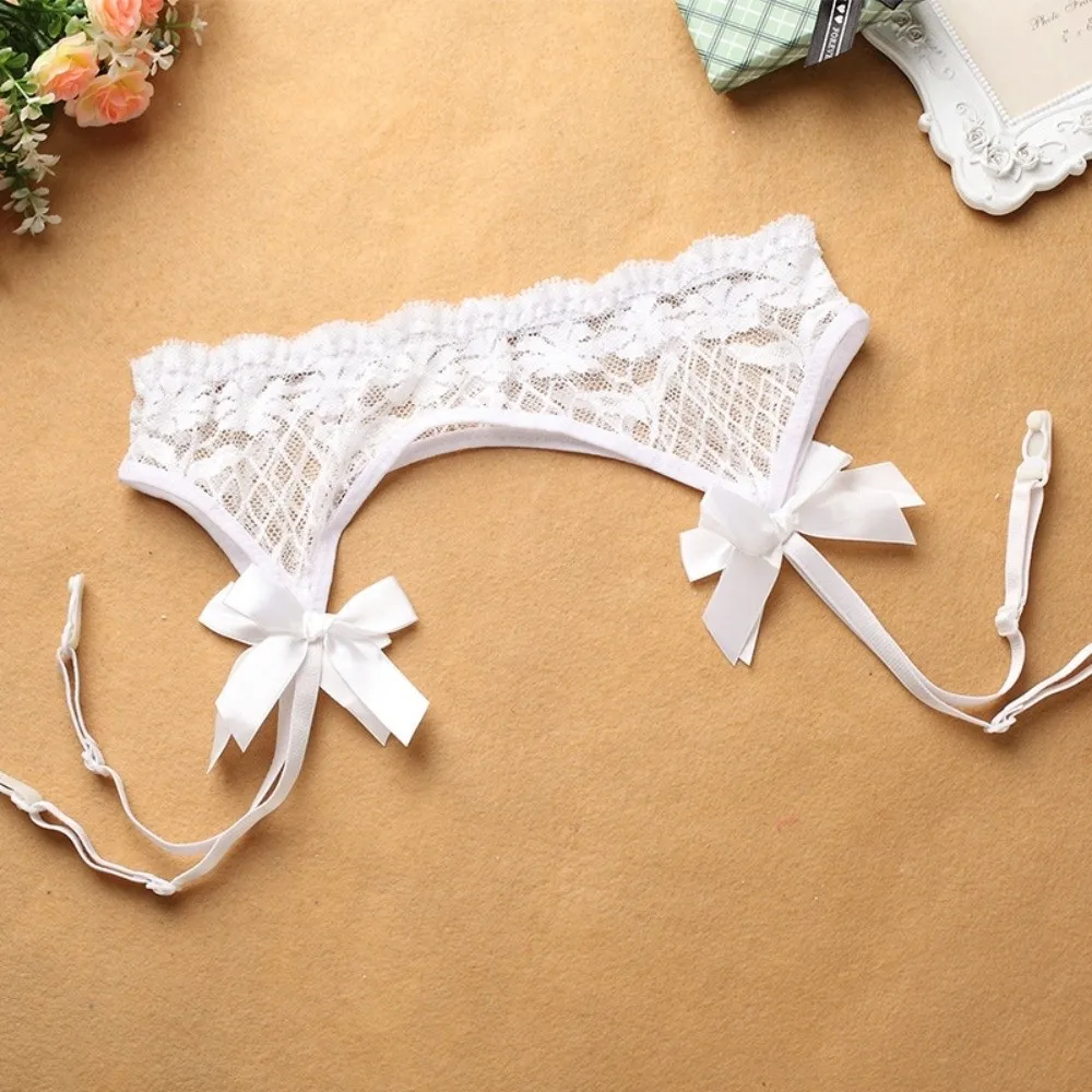 

Floral Lace Garter Belt Bow Transparent Underwear Suspender Belt Plaid Adjustable Straps Garters for Stockings Intimate Wear