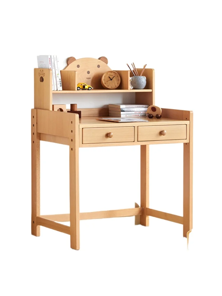 

Solid wood children's desk liftable study table beech home cartoon writing table