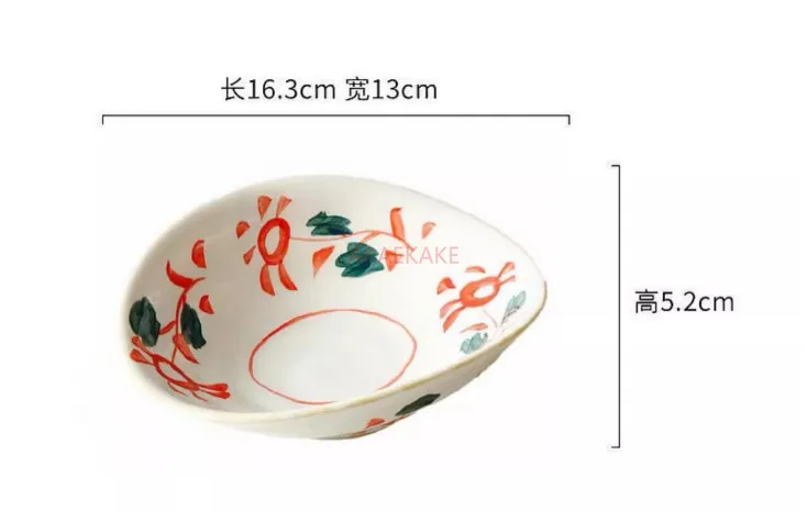 Japanese style plates, ceramic tableware, retro breakfast plates, shallow mouth bowls, hand drawn irregular plates