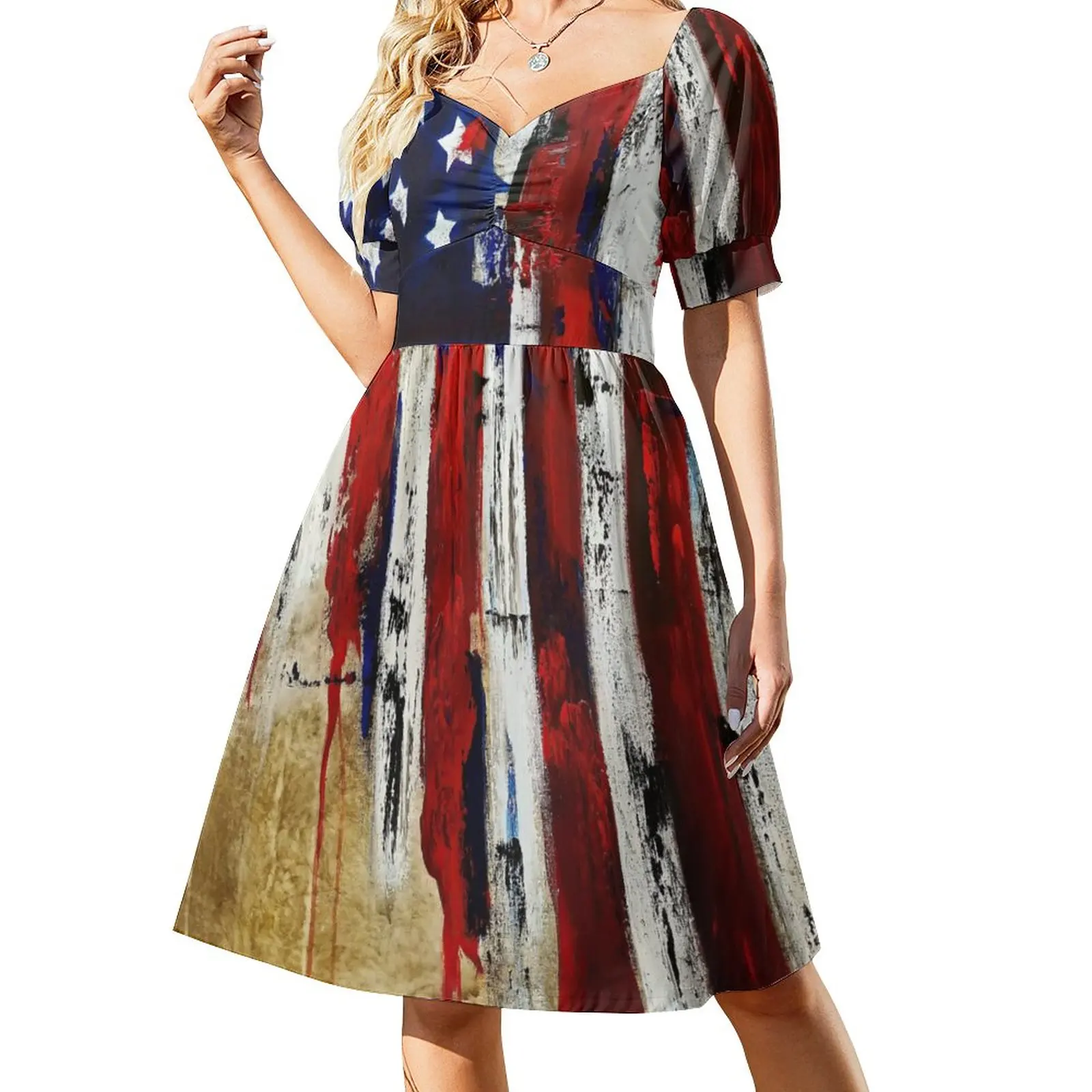 

The American Flag Dress Sexy V Neck The American Flag Festival Dresses Womens Aesthetic Design Big Size Casual Dress Gift Idea