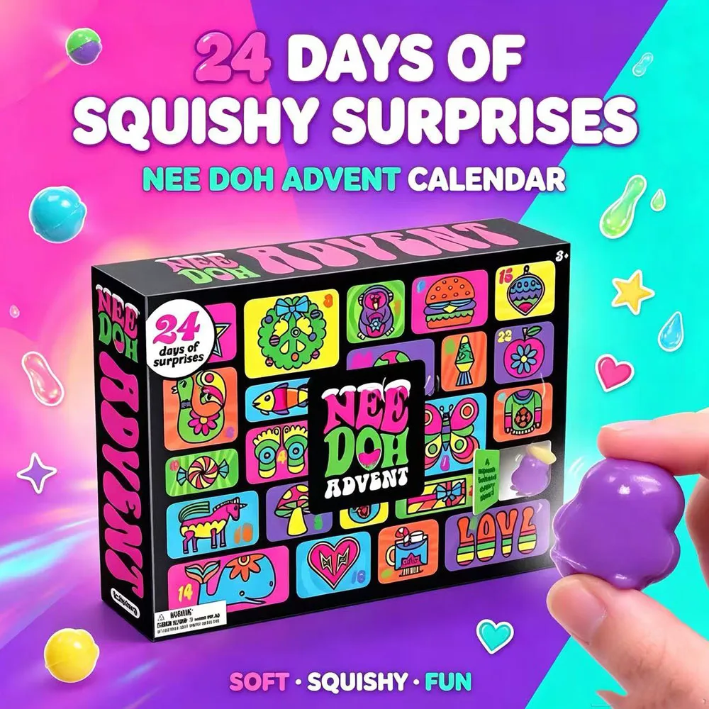 NeeDoh Advent Calendar 3D PVC Fidget Doll Christmas Countdown Calendar Surprise Box Stress Relief Toy New Year Holiday Gif