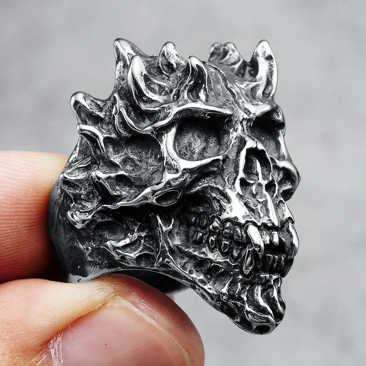 Demon Skull Men Rings 316L Stainless Steel Punk Lord of Hell Rock Party for Biker Rider Male Boyfriend Jewelry Gift Dropshipping
