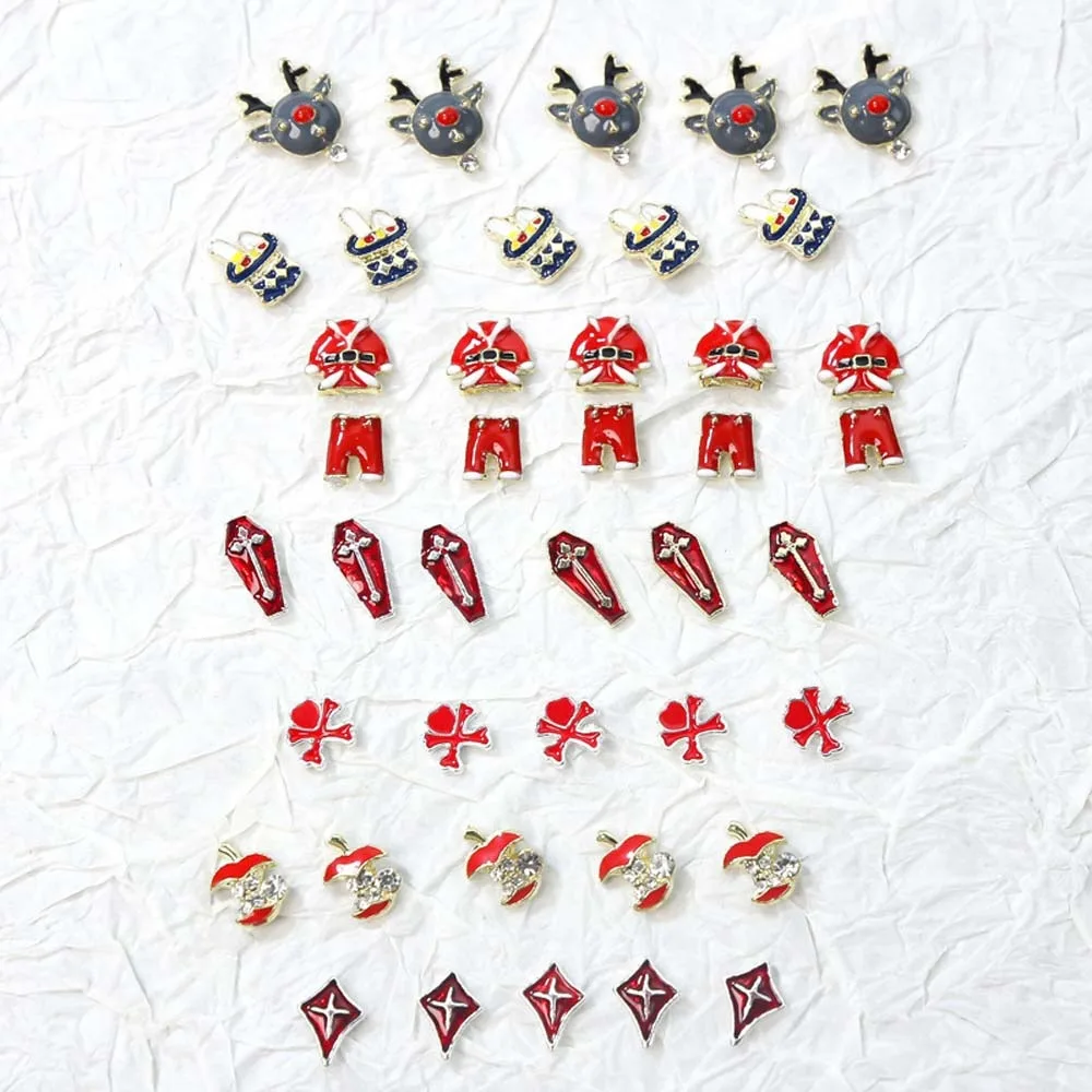 5Pcs/set Nail Art Charms Christmas Nail Decorations Nail Supplies Santa Claus Christmas Nail Accessories Manicure Ornaments