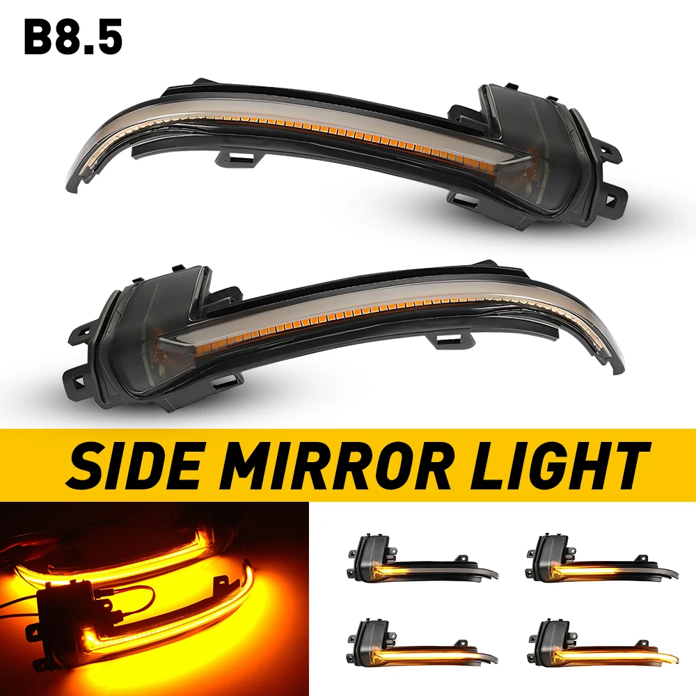 2Pcs  For Audi A4 A5 B8.5 S5  A3 8P B8.5 RS3 RS4 RS5 LED Dynamic Side Rearview Mirror Sequential Turn Signal Light Wing Mirror