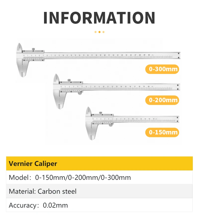 Kerseo Carbon Steel Metal Vernier Caliper 0-150/200/300mm Locking Screw Vernier Caliper by BeBosLook Measuring Tool Depth Ruler
