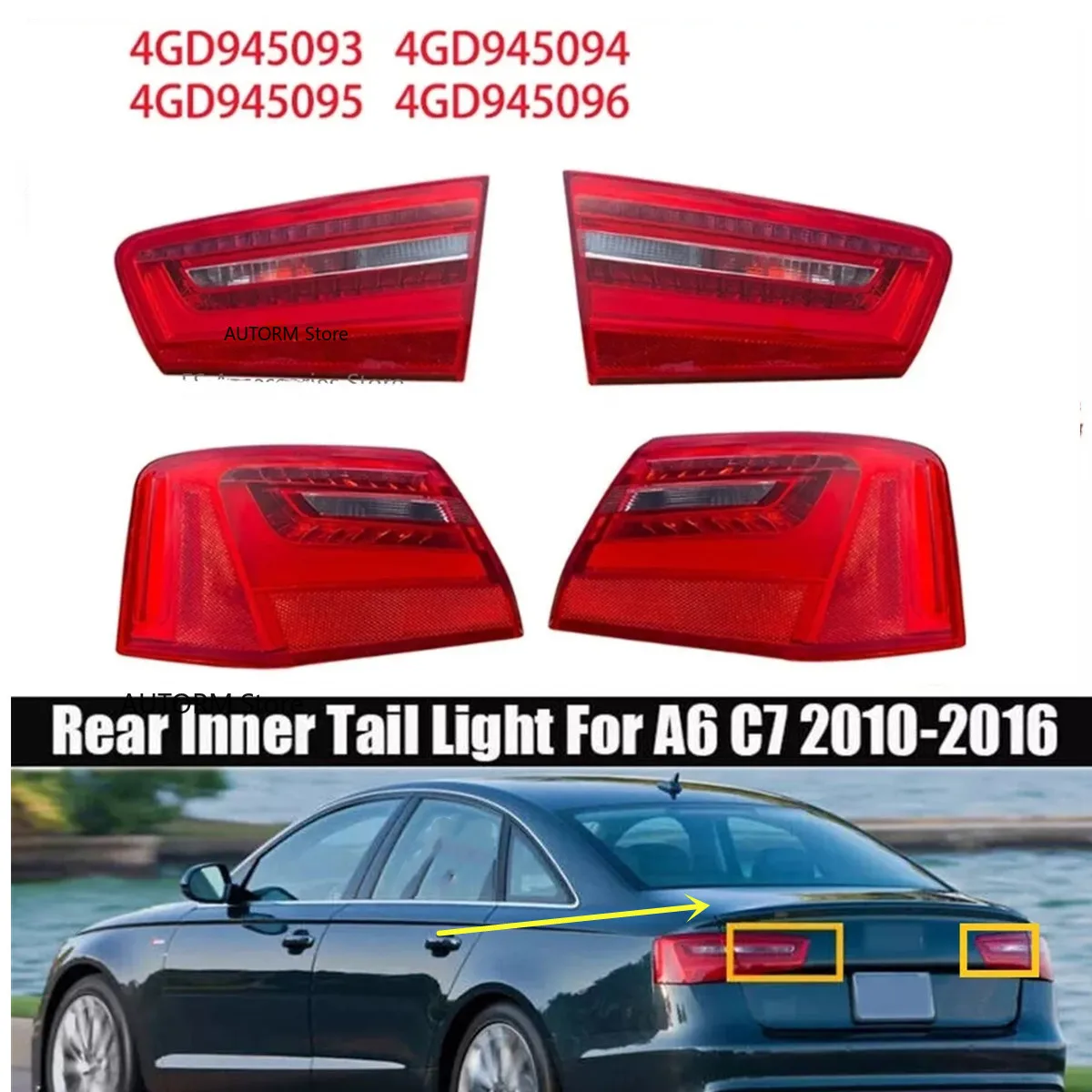 

Tail Lights For Audi A6 C7 Sedan 2010-2016 Rear Tail Light Reversing Light Brake Warning Signal Light 4GD945093 4GD945095