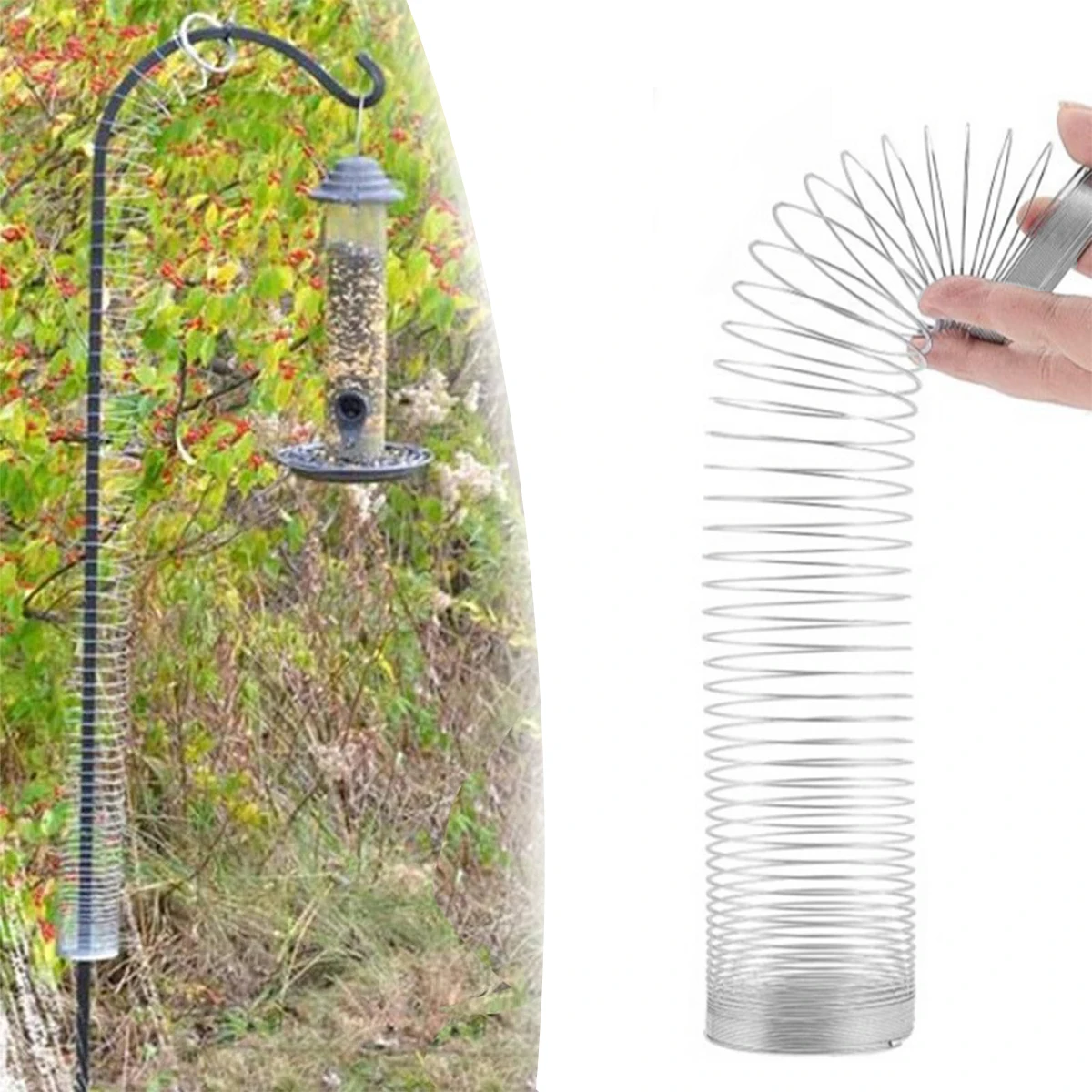 1Pcs Squirrel Proof Spring Anti Raccoon Proof Hanging Compression Outdoors Spring For Bird Feeder Station Wrap Around Protection