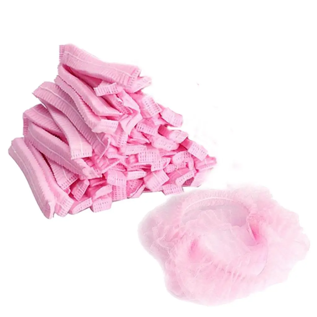 50pcs/pack Disposable Hair Caps Nets Tanning Catering Cap Non-woven Elastic Stretch Disposable Hair Cap