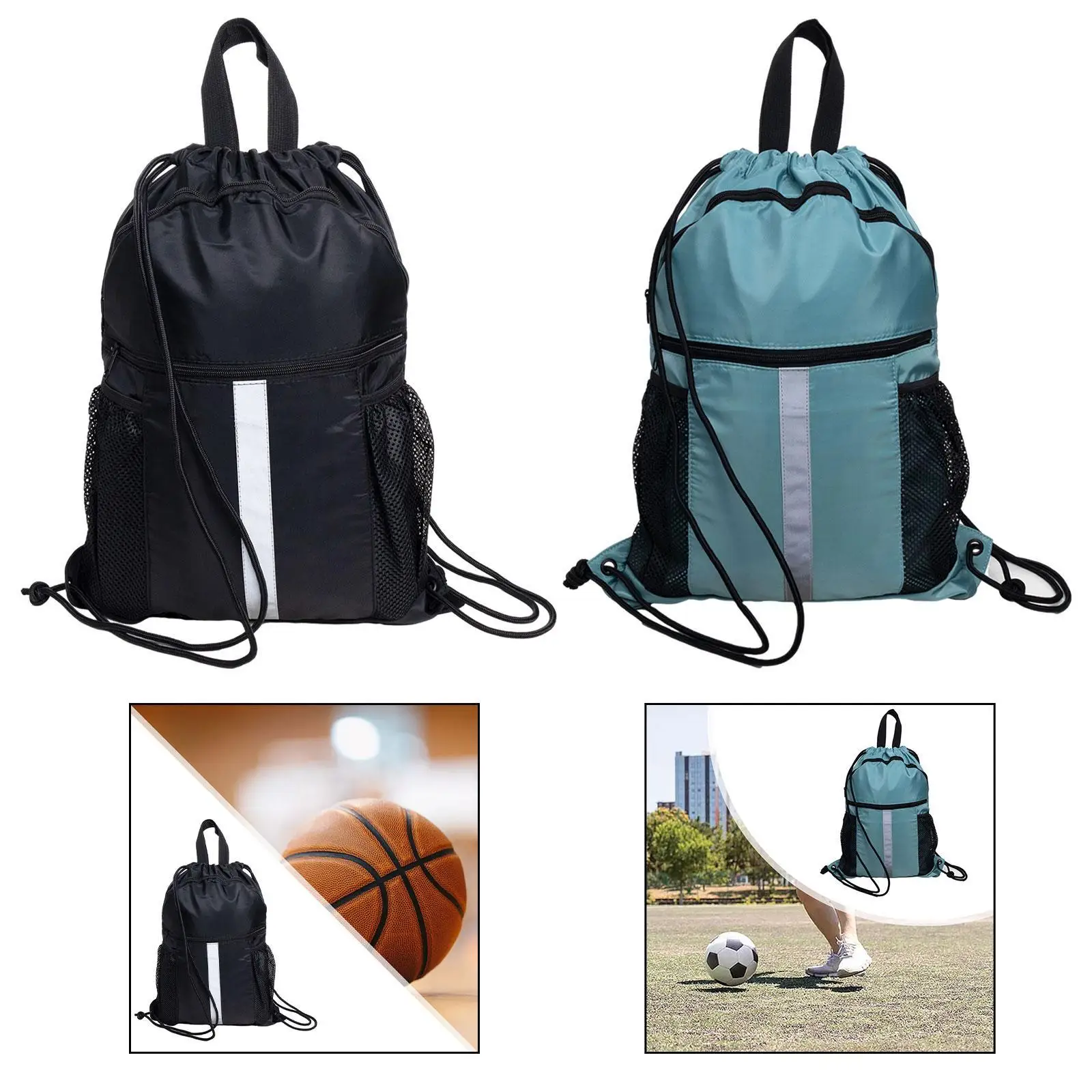 Drawstring Backpack Knapsack Wear Resistant Basketball Foldable Daypack Rucksack for Backpacking Outdoor Activities Climbing