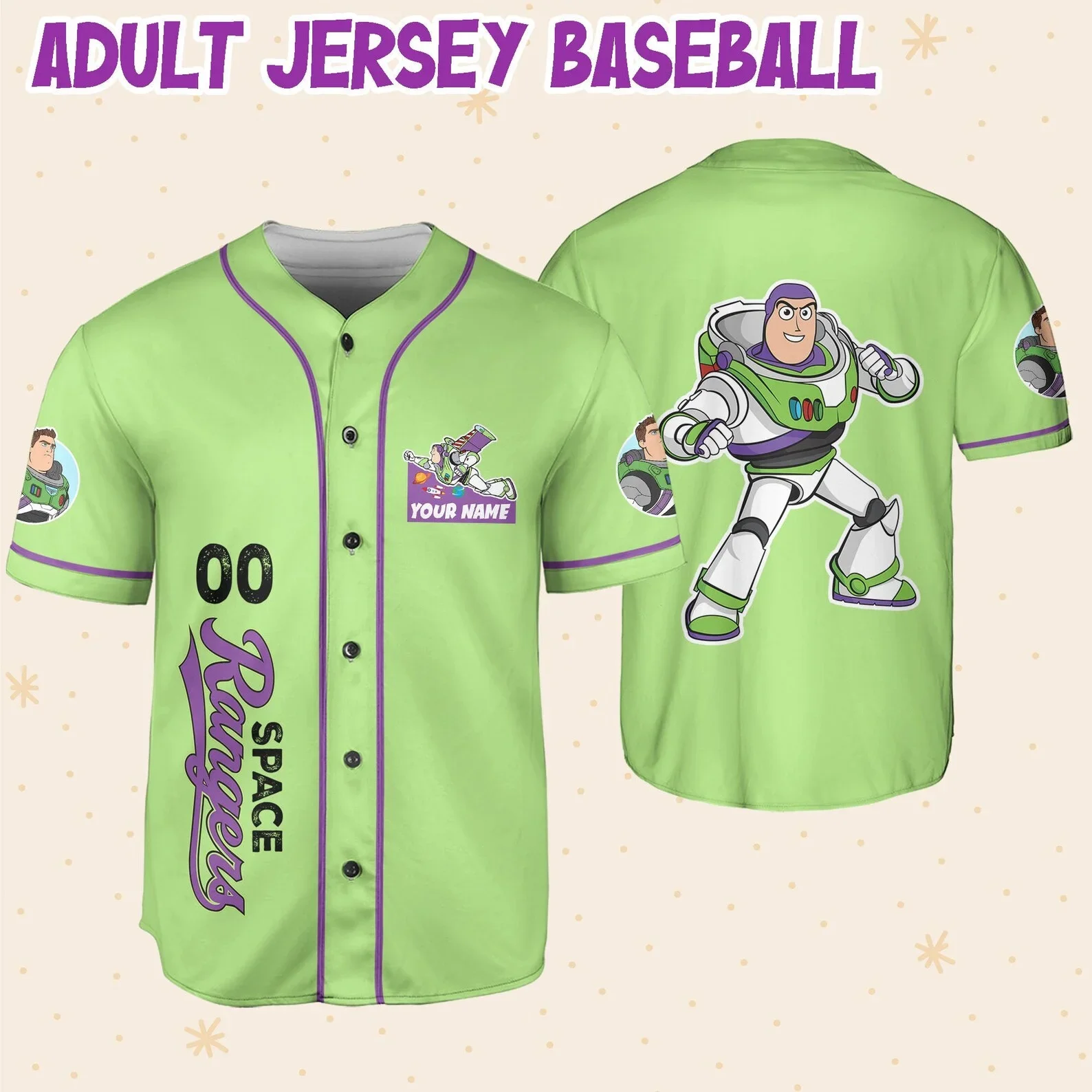 

Toy Story Baseball Shirt 2023 New Buzz Lightyear Baseball Jersey Disney Custom Name Men's And Women's Shirt