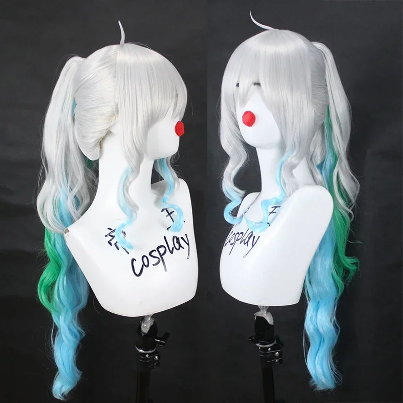 

Anime One Piece Yamato Cosplay Wig Silver Blue Green Mixed 70cm Long Ponytail Heat Resistant Synthetic Hair Wigs Wig Cap