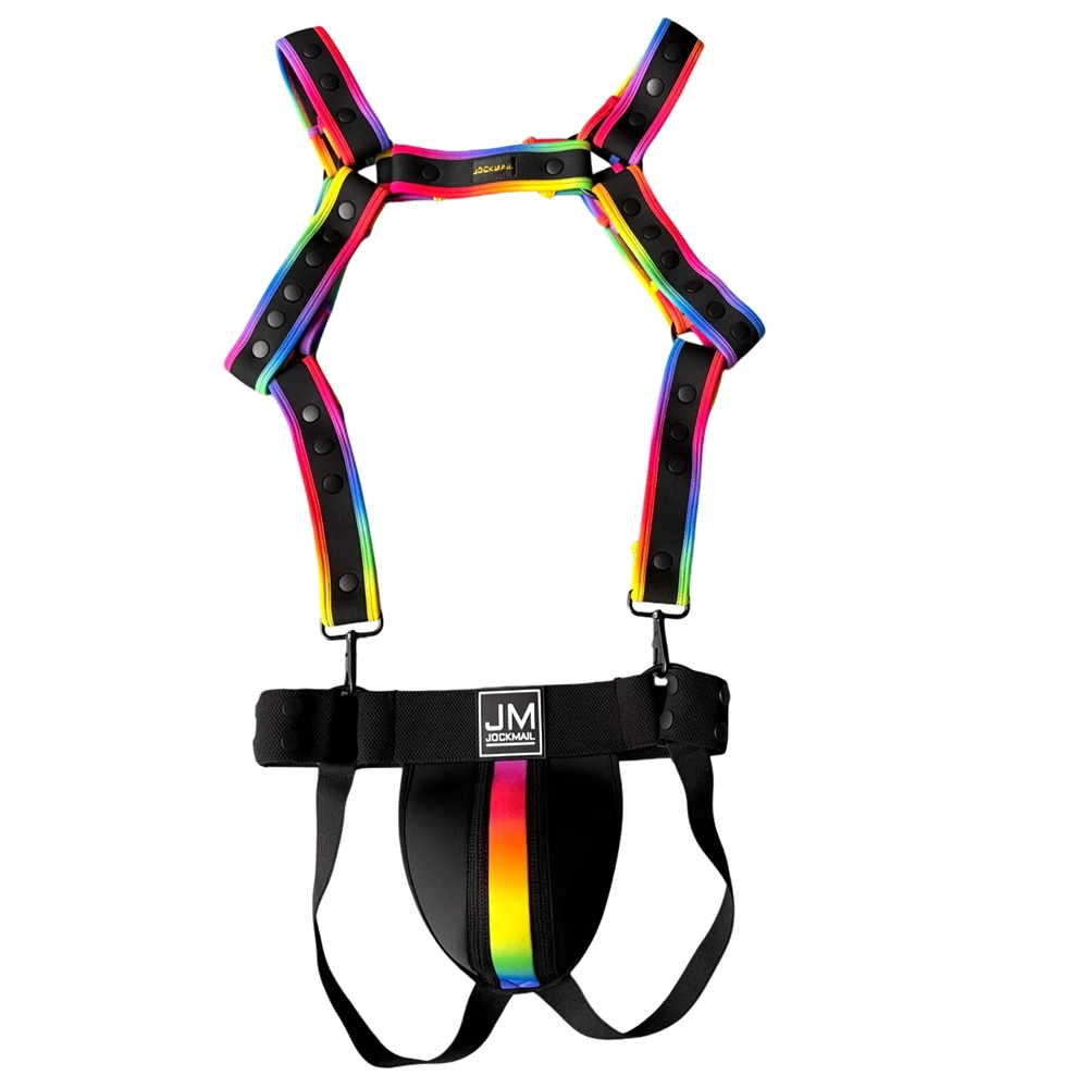 JOCKMAIL Men Harness Shoulder Strap Tank Top DIY Mix-and-Match Jockstraps Sets Underwear Adjustable Snap Fasteners Neoprene