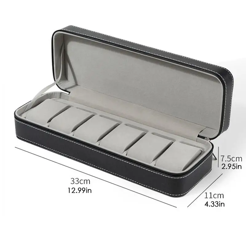 Mens Watch And Jewelry Organizer 6 Slot Watch Ring Box Display Travel Organizer Accessories Classic Gadgets Holder Case For