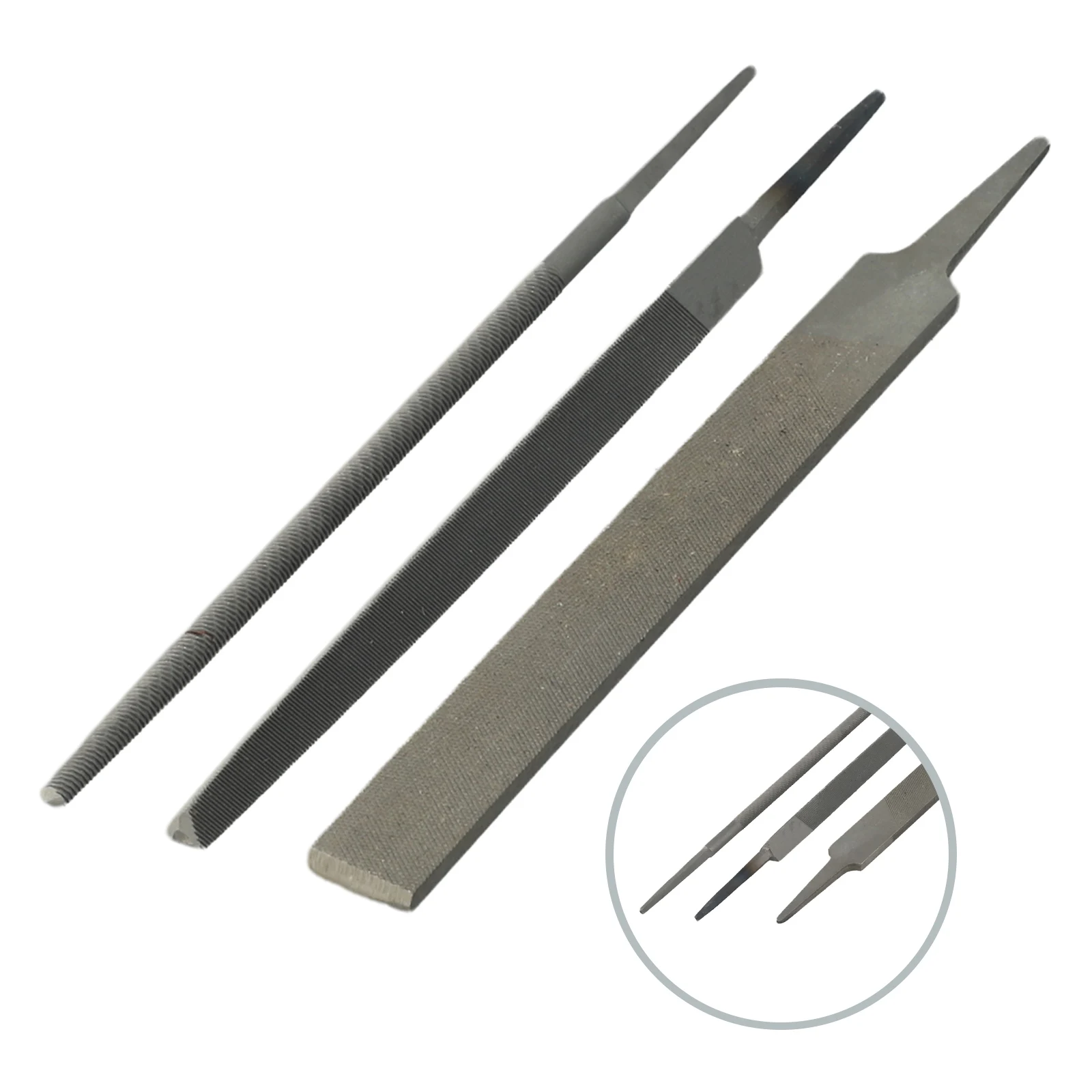 3pcs 6Inch 150mm  Industrial Steel Files Set Flat/Round/Triangle/Square For Metalworking Woodworking Steel Rasp File Accessory