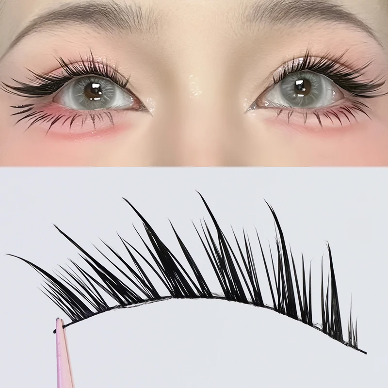 5 أزواج من الرموش الصناعية ذات الشريط الكامل مع شريط أسود ناعم، خالي من الغراء، ذيل ممدود عين الثعلب، قابل لإعادة الاستخدام #5