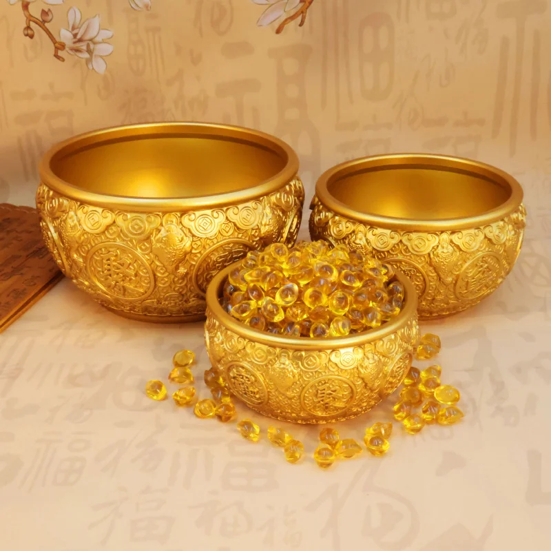 

Brass Golden Toad Treasure Bowl Wealth Bowl Lucky Ornament Opening Gift Prosperity Home Entrance Front Desk Ornament