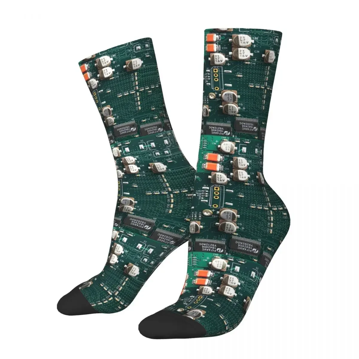 Circuit Board Meias para Unisex, Harajuku, Alta Qualidade, Meias, Toda a Temporada, Longo, Acessórios, Presentes de Natal