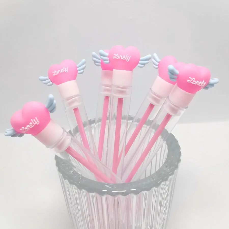 Atacado forma de coração asa de anjo escova de cílios tubo de cristal rímel varinha tubos maquiagem pente sobrancelha escova portátil rímel escova