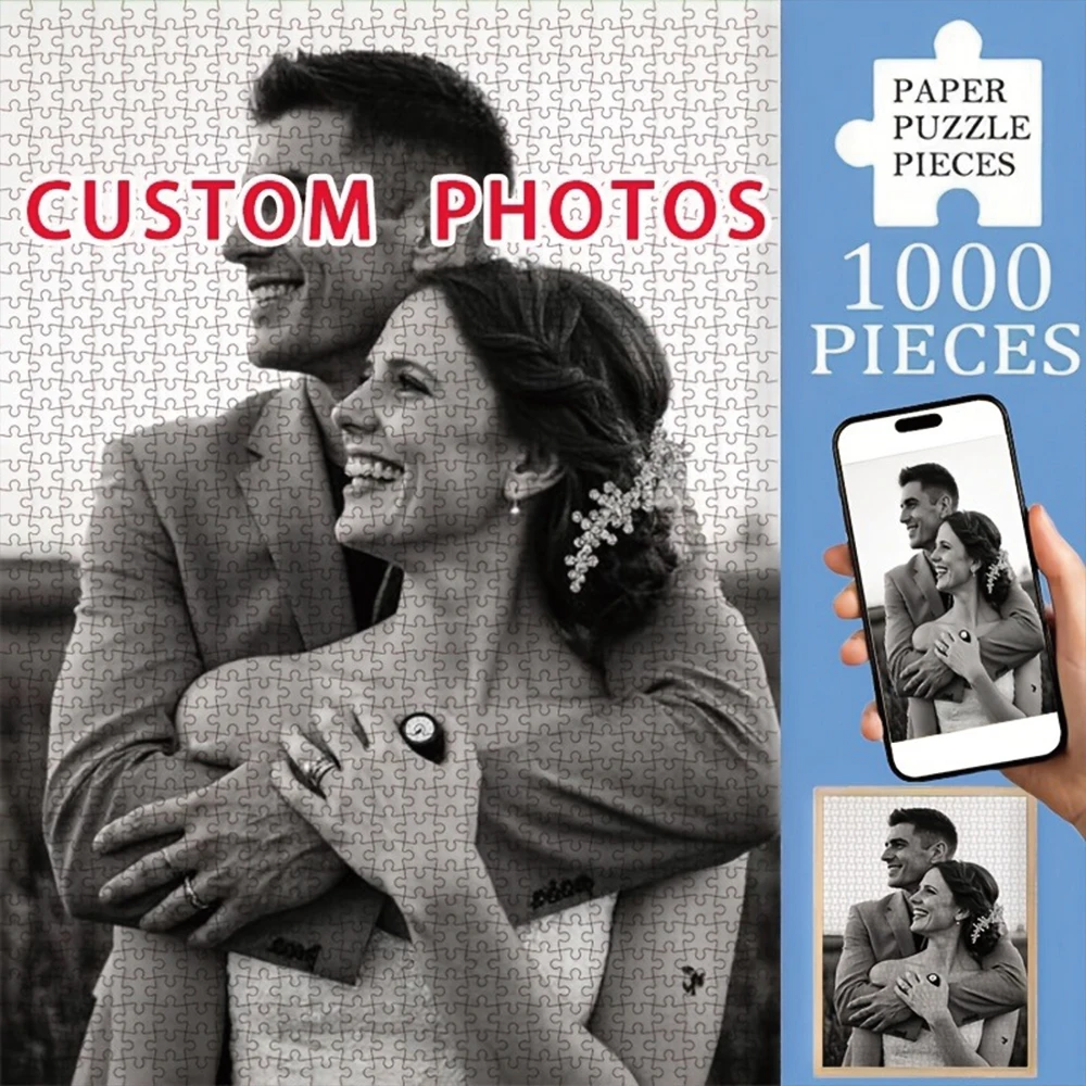 35/300/500/1069 Teile Personalisiertes Foto-Puzzle mit Paarbildern, Vatertag, Schulanfang, Halloween, Weihnachten, Neujahr