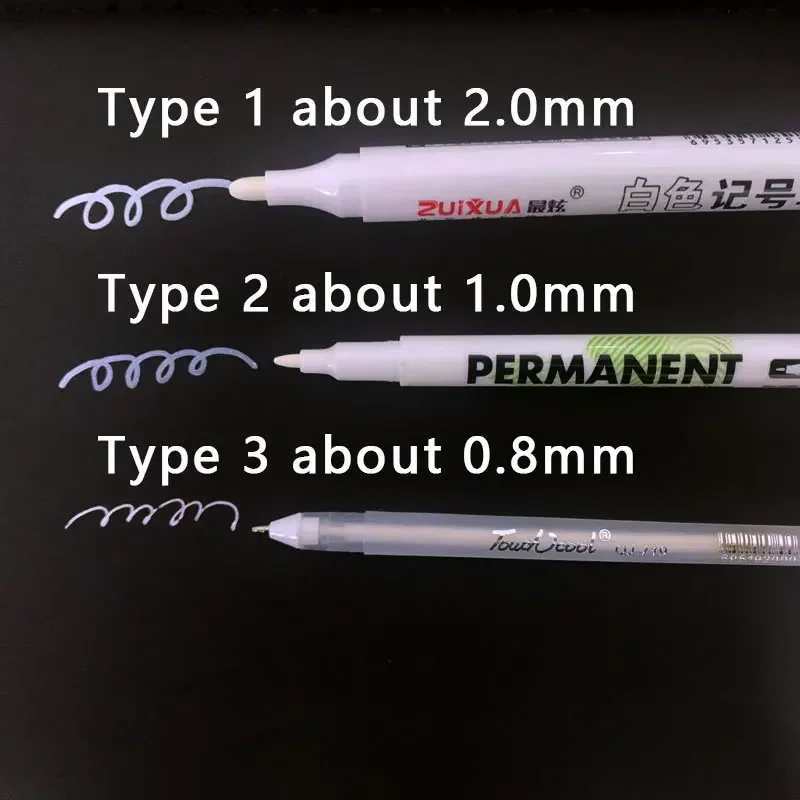 1-10 Pcs White Marker Pens 2.0mm Oily Waterproof White Gel Pen DIY Graffiti Sketching Markers Stationery Wrting School Supplies image 5