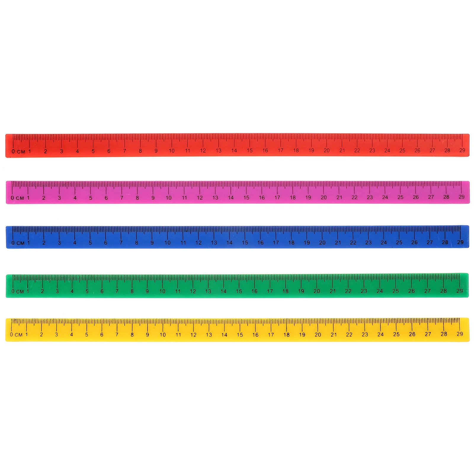 

5 Pcs 29cm Plastic Magnetic Rulers Multicolor Measuring Tools for Students Classroom Drawing Board Set