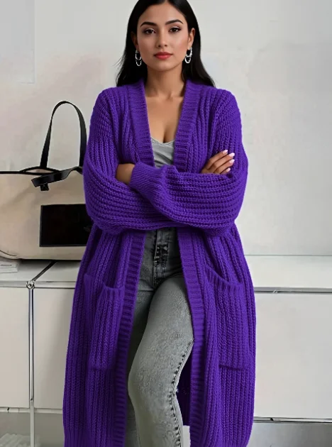 

Женский длинный кардиган, весенний вязаный свободный v-образный вырез, осень-зима, элегантная милая верхняя одежда, женский свитер, пальто, мягкая куртка 2025