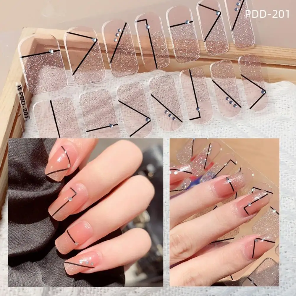 Nail Stickers Semi Cured uñas gel Nail Strip Sticker Nail Gel Waterproof Lamp Gel Cured Decals Wraps Polish Nail G4Q6