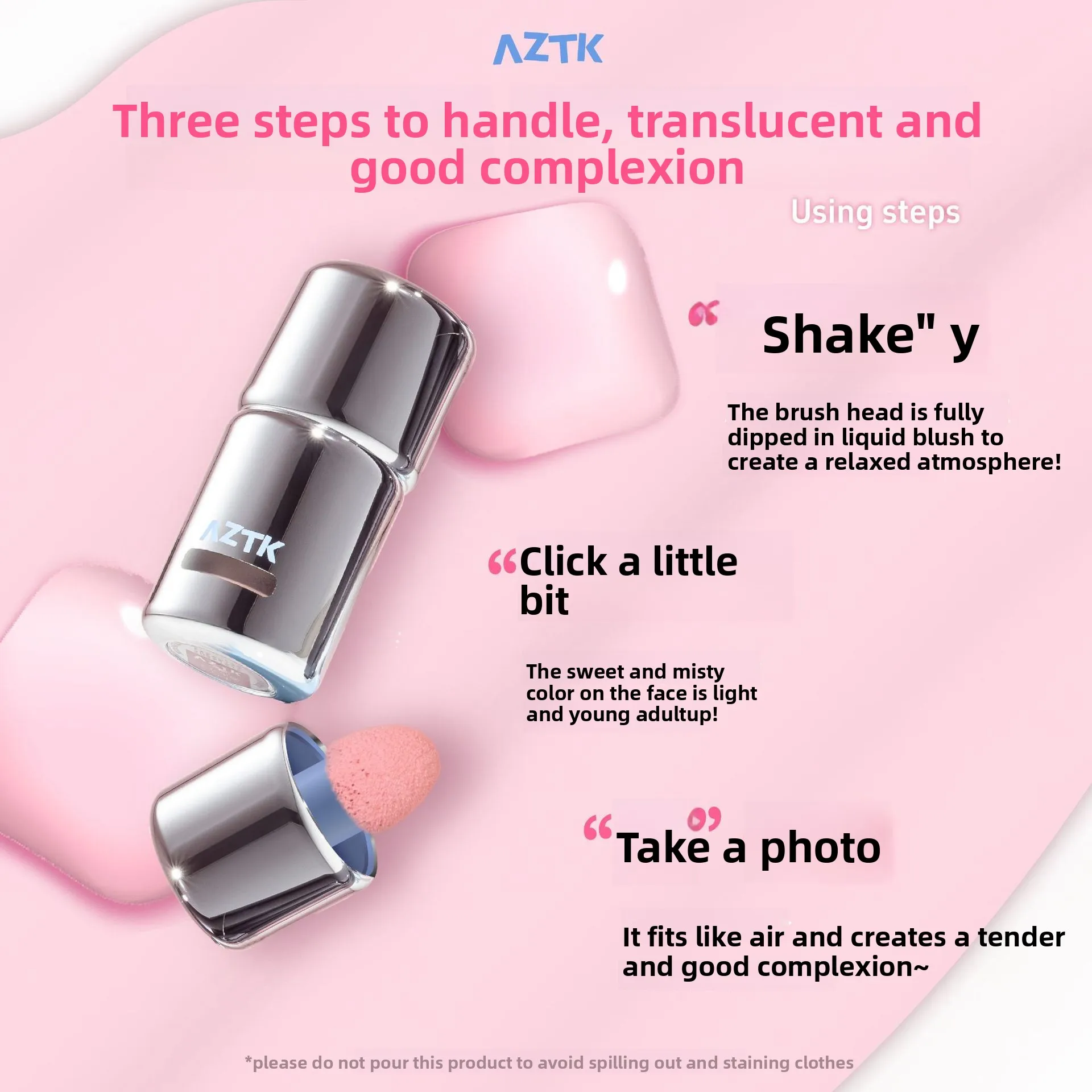 AZTK  Matte Liquid BlushExpanding & Contouring Shades Natural Nude Finish Brightening Face Lift Effect For Daily Soft Focus Look