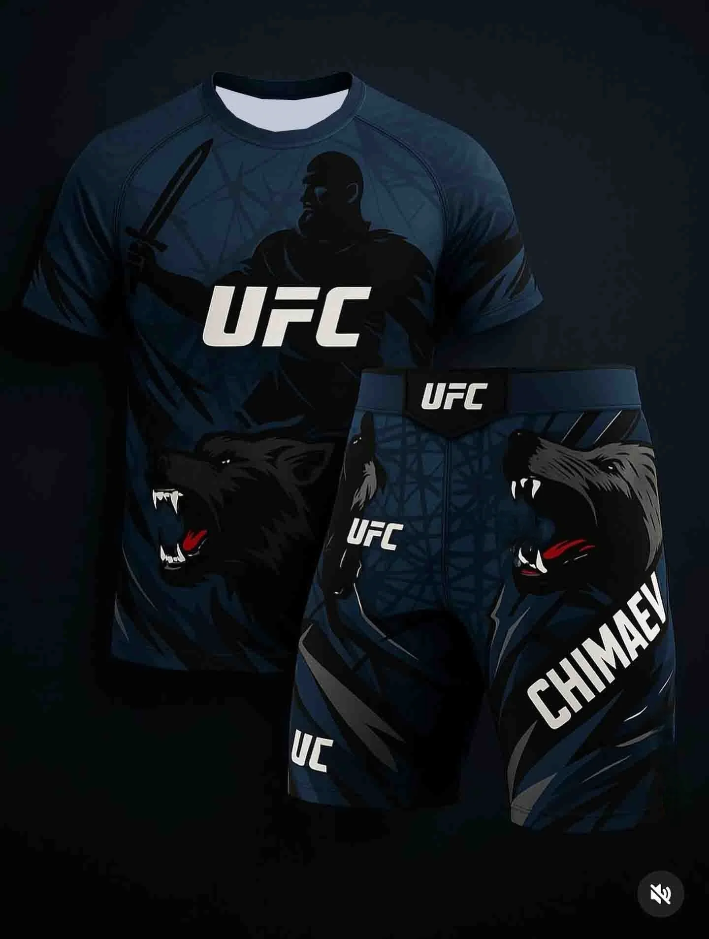 

Мужская дышащая быстросохнущая футболка и комплект для борьбы UFC Ultimate Fighting Championship 2026 Khamzat Chimaev