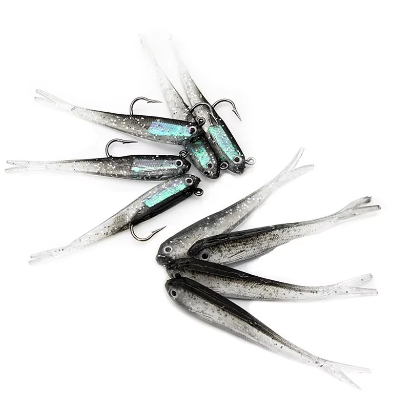 5/10/15/20Pcs Soft Lure 7cm/6g Split Tail Lead Fish Swimbaits with Hooks Silicone Artificial Fishing Bait for Saltwater