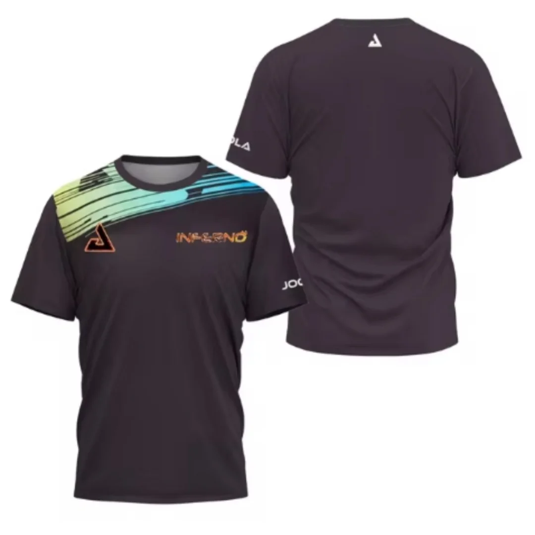 Summer fashion new table tennis printed short sleeved men\'s badminton fast drying fitness breathable round neck loose T-shirt