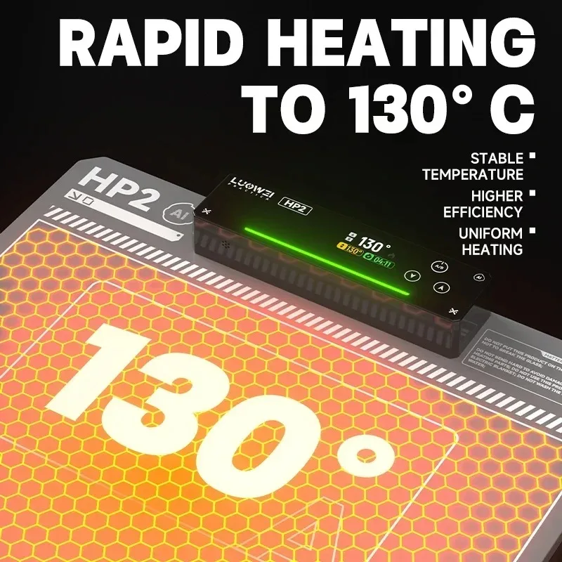 Luowei LW-HP2 Podkładka Grzewcza do Naprawy Ekranów LCD Dwuoblastna Regulowana Temperatura Silikonowa Mata do Naprawy Telefonów i Tabletów