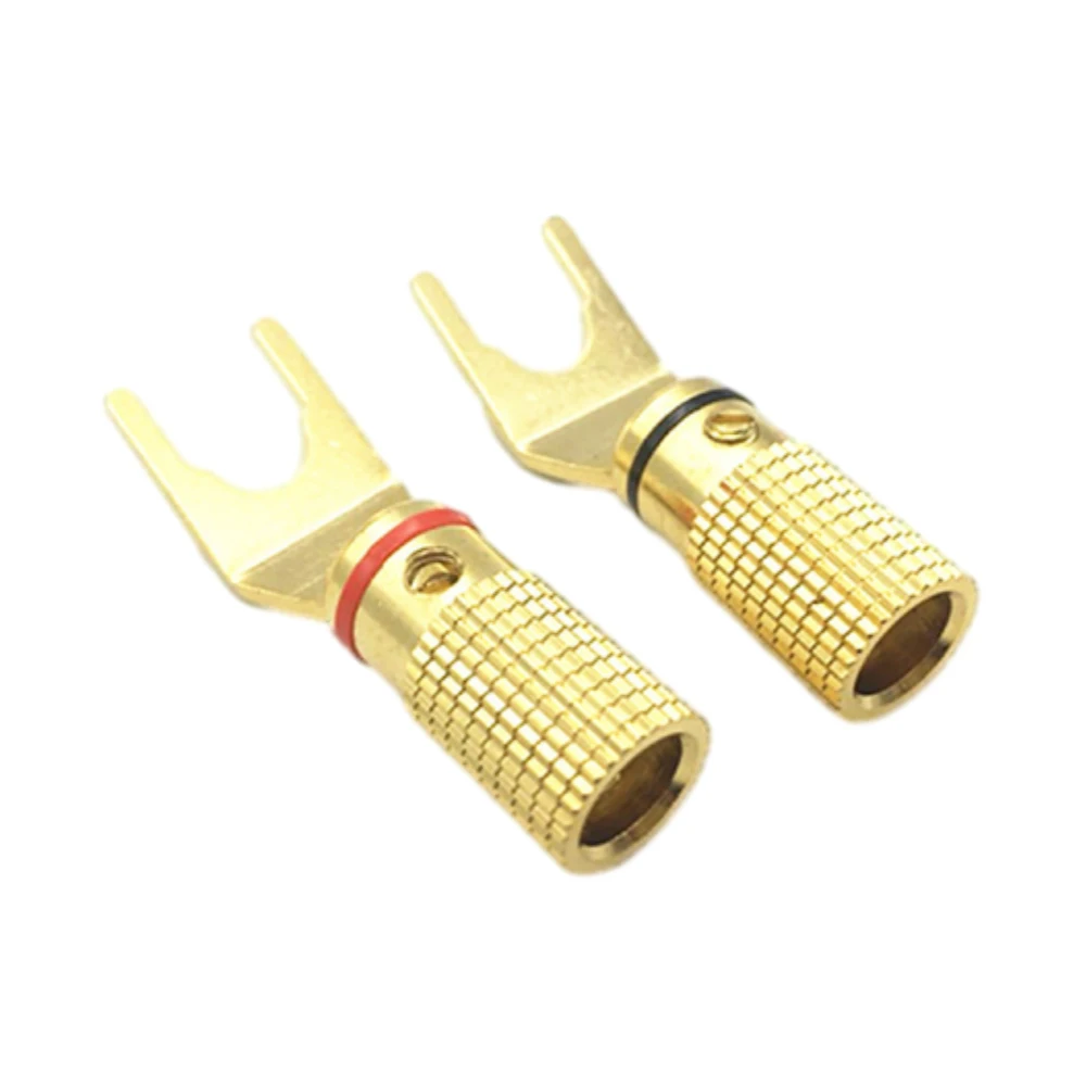 

Y Type Banana Plug Connector 4PCS Musical Sound 24K Gold Plated HiFi Banana Audio Speaker Connector for Audio Video Receiver